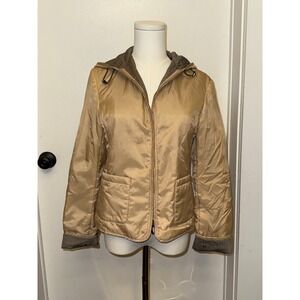 Trussardi T'Space Womens Tan Hooded Zip Up Lightweight Jacket Size ITALIAN 42 S